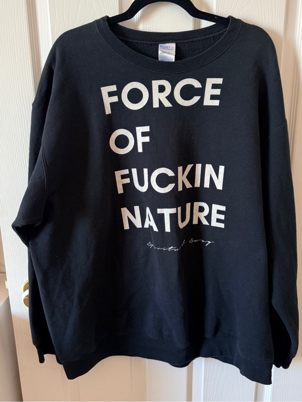 Black Graphic Spiritual Gangstet Sweatshirt with White Text